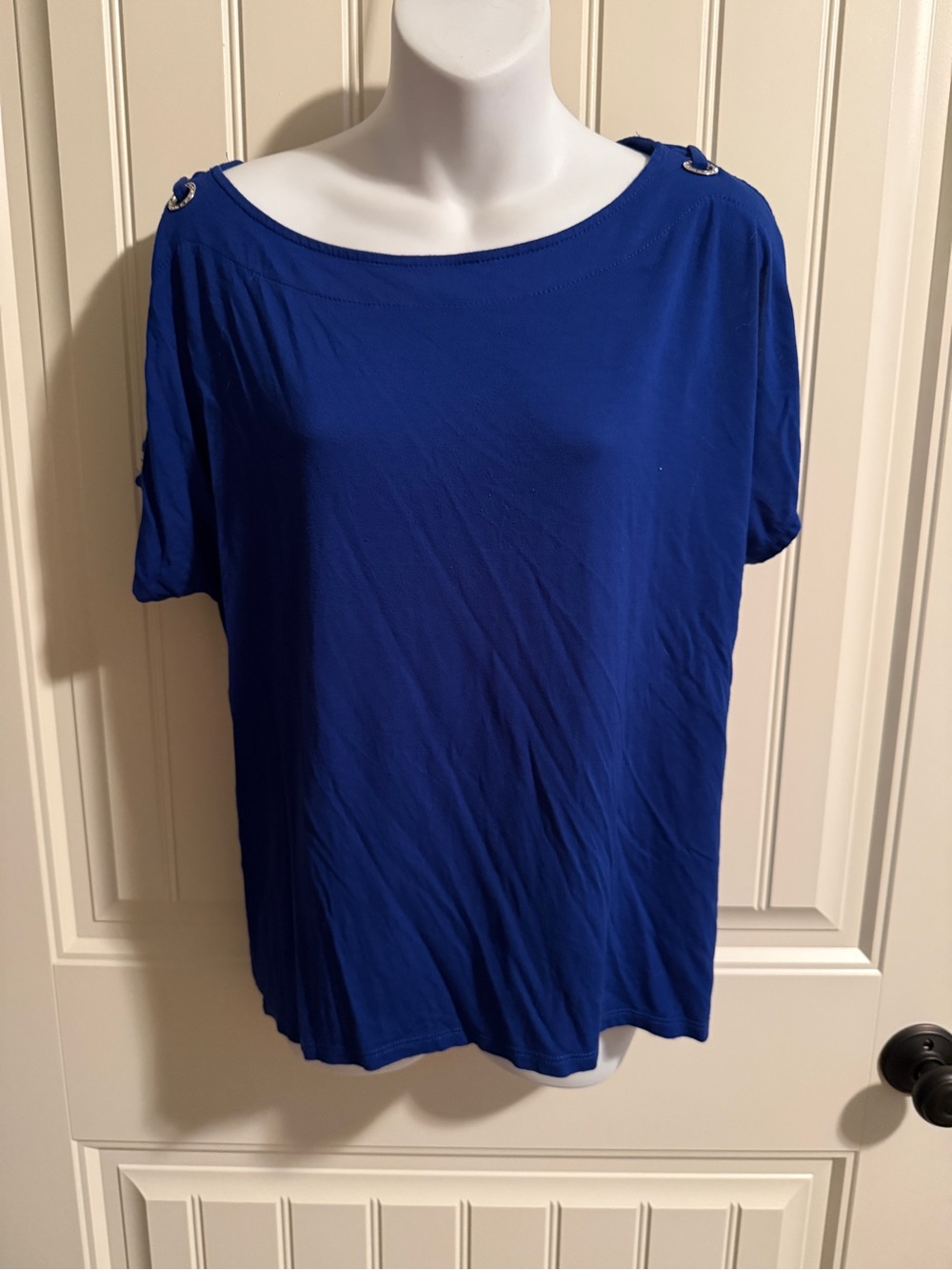 Cable & Gauge Royal Blue Boatneck Short Sleeve Top